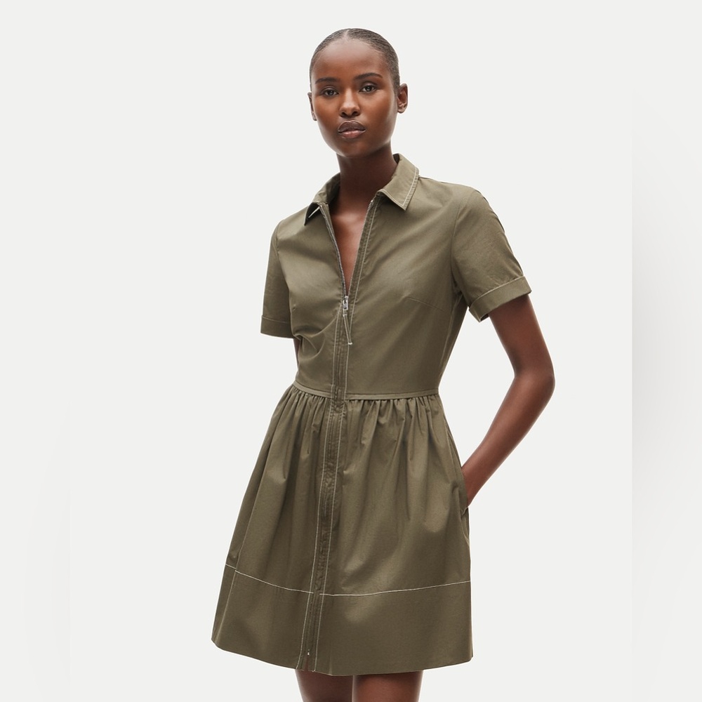NWT J.Crew Mini Zip-Up Shirt-Dress in Cotton Poplin